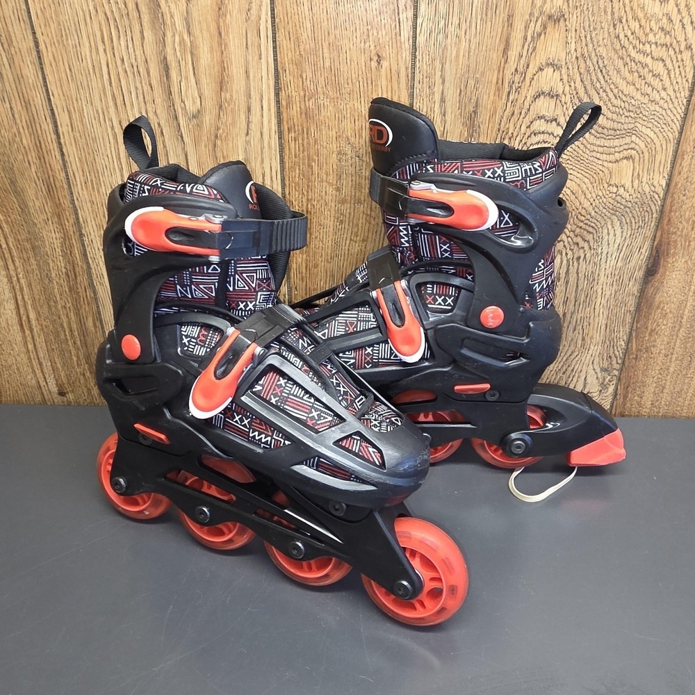 Roller Derby Adjustable Inline Skates Size 3-6 Black Red Youth RD 5015-8664